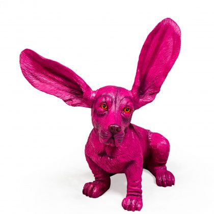 Shocking Pink Basset Hound ornament