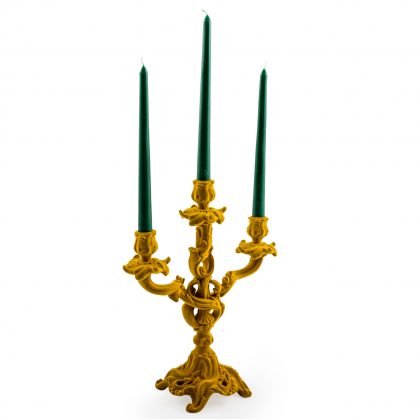 Imagine this fabulous yellow flock candlestick as the stunning centrepiece to your dining table once lockdown has lifted! 35 x 30 x 13cm