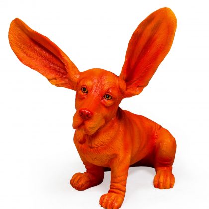 Orange Basset Hound Ornament with surprised ears called Brian