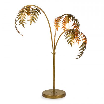 This elegant golden palm leaf table lamp is a marvellous colour with exquisite detailing and finish. Measures 86 x 60 x 60cm. Great handfinish and value!