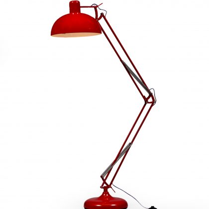 red floor lamp, retro style with purple flex