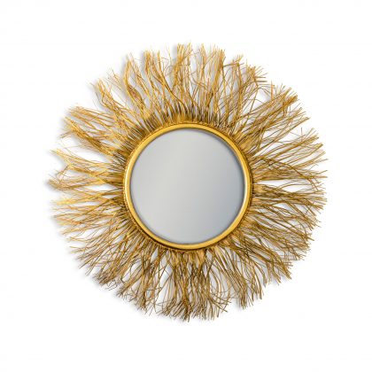 A beautiful, unique, Antiqued Gold Wire Sunburst round Mirror. So bold and impressive, a real statement. Go bold and bright! 88 x 88 x 3cm