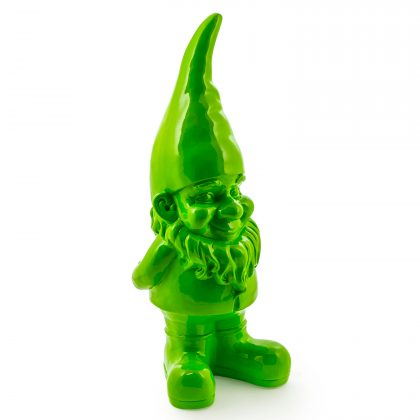 Let Grumpy, our bright green gnome brighten up your home. Made of fibre resin with a super smooth glossy finish. Measures 60 x 23 x 21cm