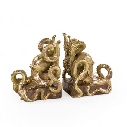 painted gold octopus bookends each measures 20 x 13 x 14cm