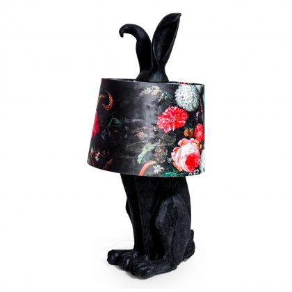 Look at our  superb matt black floral rabbit ears lamp with stunning floral drum shade