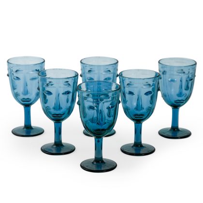 Super stylish and elegant Art Deco style blue face wine glasses! Perfectly formed, super colour. Uber Cool! 16.5 x 8 x 8 cm