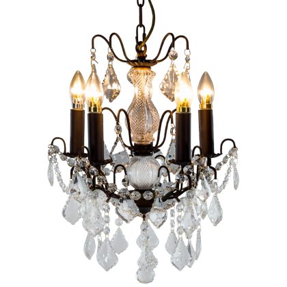 Look at this 5 branch antiqued bronze french chandelier! Visually amazing, dripping with elegance, 60 x 40 x 40cm. Great ceiling light in bedroom or hallway