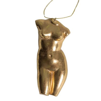 Get some classical style on your Christmas tree this year with our gold female torso bauble. 10 x 8 x 5cm. Great detailing, colour and value!