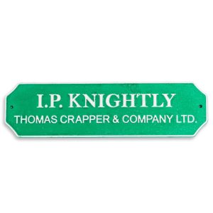 Green Cast Iron ‘IP Knightly’ Sign