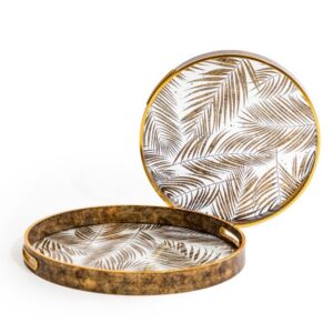 Gold Glass Tropical Leaf Trays