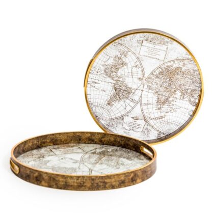 These 2 gold glass map trays will add a touch of luxury and warmth to your home. Whether having a party or just coffee on the patio! 39 x 39 x 4cm