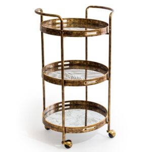 Gold Drinks Trolley w/ Mirror Trays