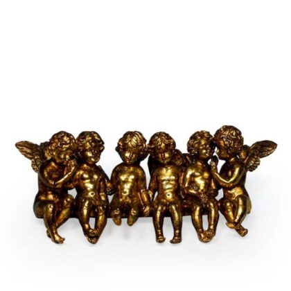 These antiqued gold sitting angels would sit perfectly on a shelf, sideboard or mantelpiece.Metal plated and so cute! Great gift. 9 x 35 x 13cm