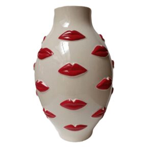 Large Multi Red Lips Vase