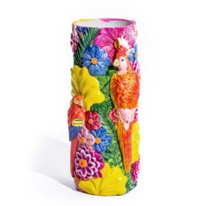 Vibrant Floral Parrot Vase